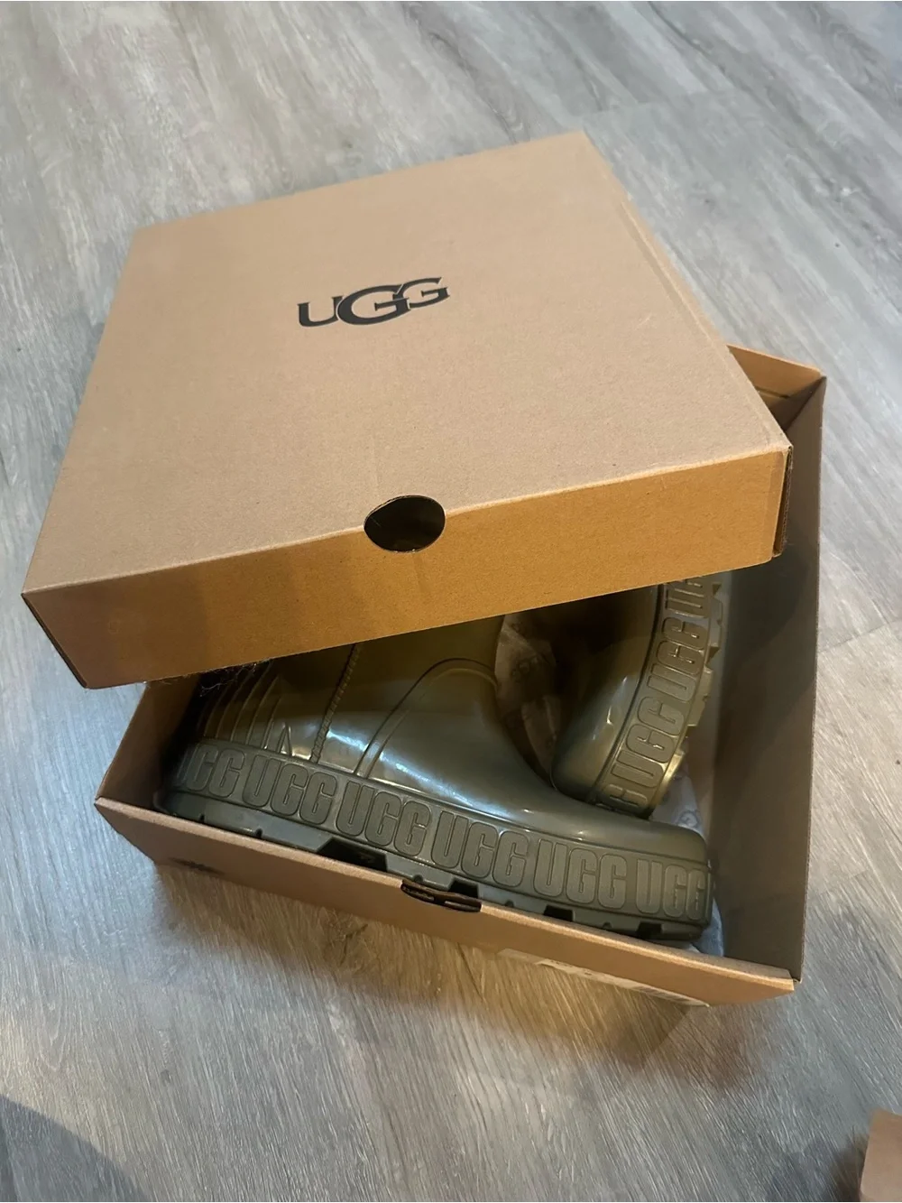 UGG Olive Green Chelsea Rain Ankle Boots